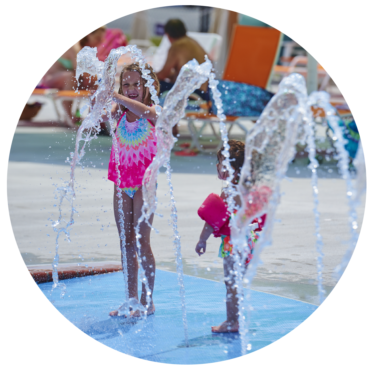 Zona de Splash para niños en el parque acuático Maui Jack en Chincoteagu